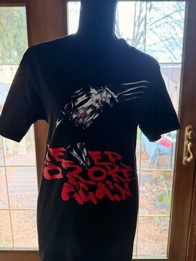 VLONE Black Short-Sleeve Tee with Red and White Graphic